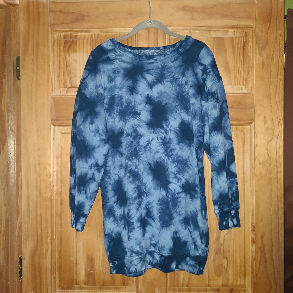 GAP Teen Blue Tie-Dye Oversized Sweatshirt Dress